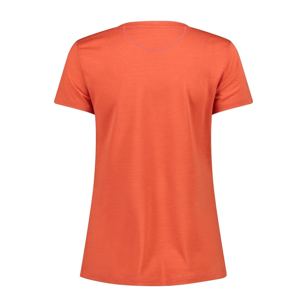 CMP Damen T-Shirt aus Merinowolle – Rückansicht in bitter red