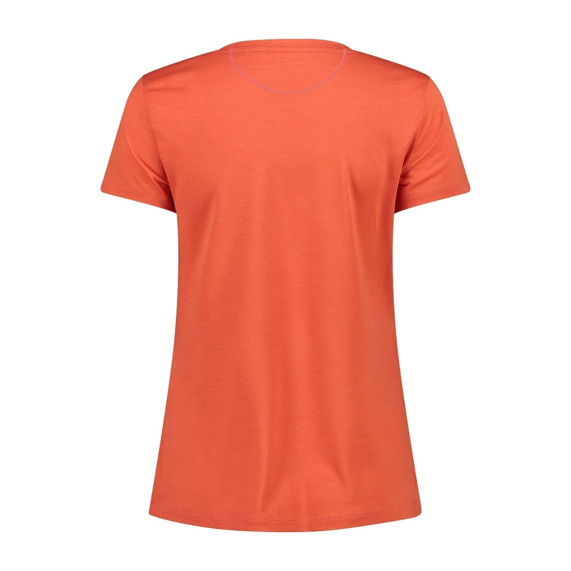 CMP Damen T-Shirt aus Merinowolle – Rückansicht in bitter red