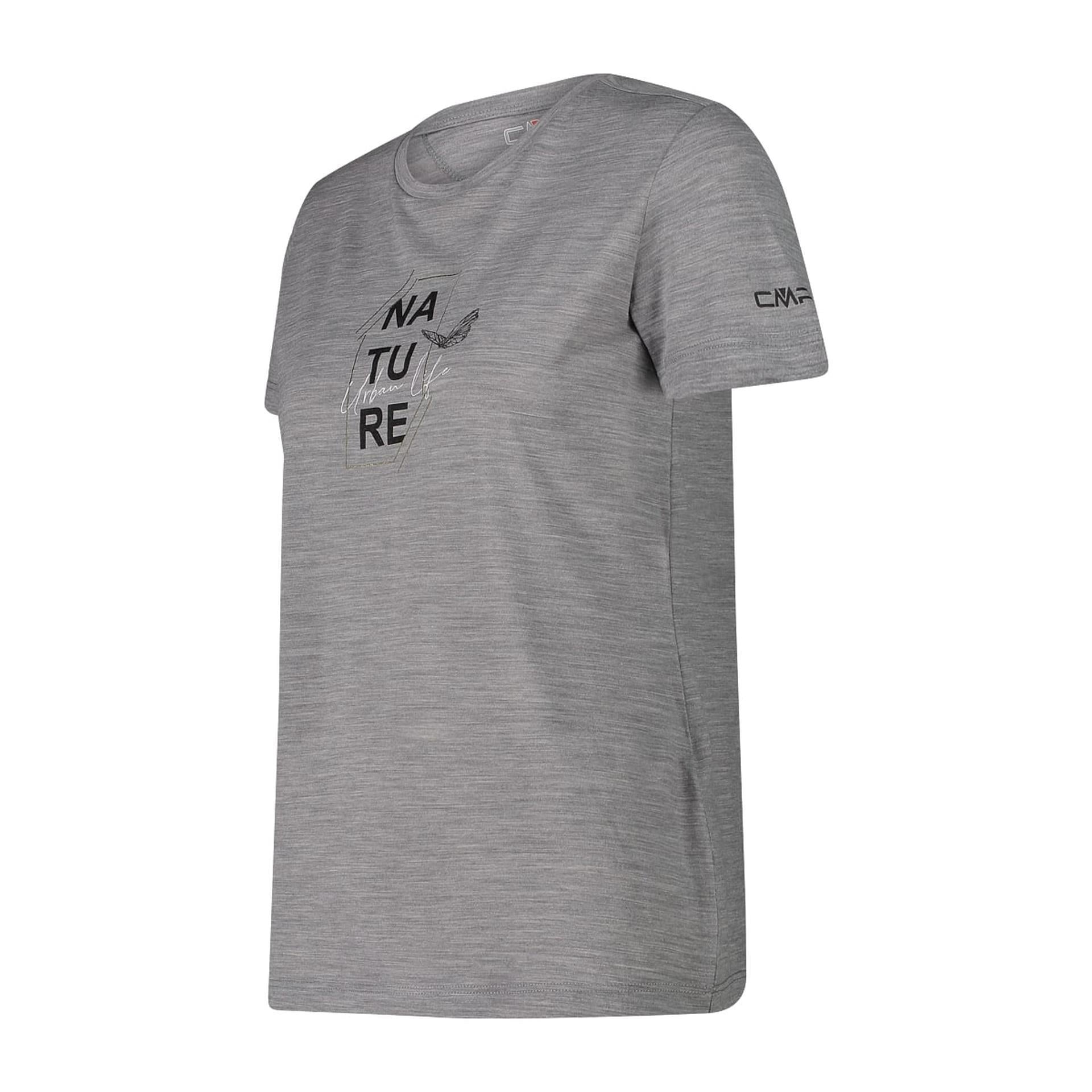 Seitlicher Blick auf das atmungsaktive Merino-Shirt für Damen