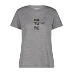 Damen Merino T-Shirt in grey mel-nero mit Rundhalsausschnitt