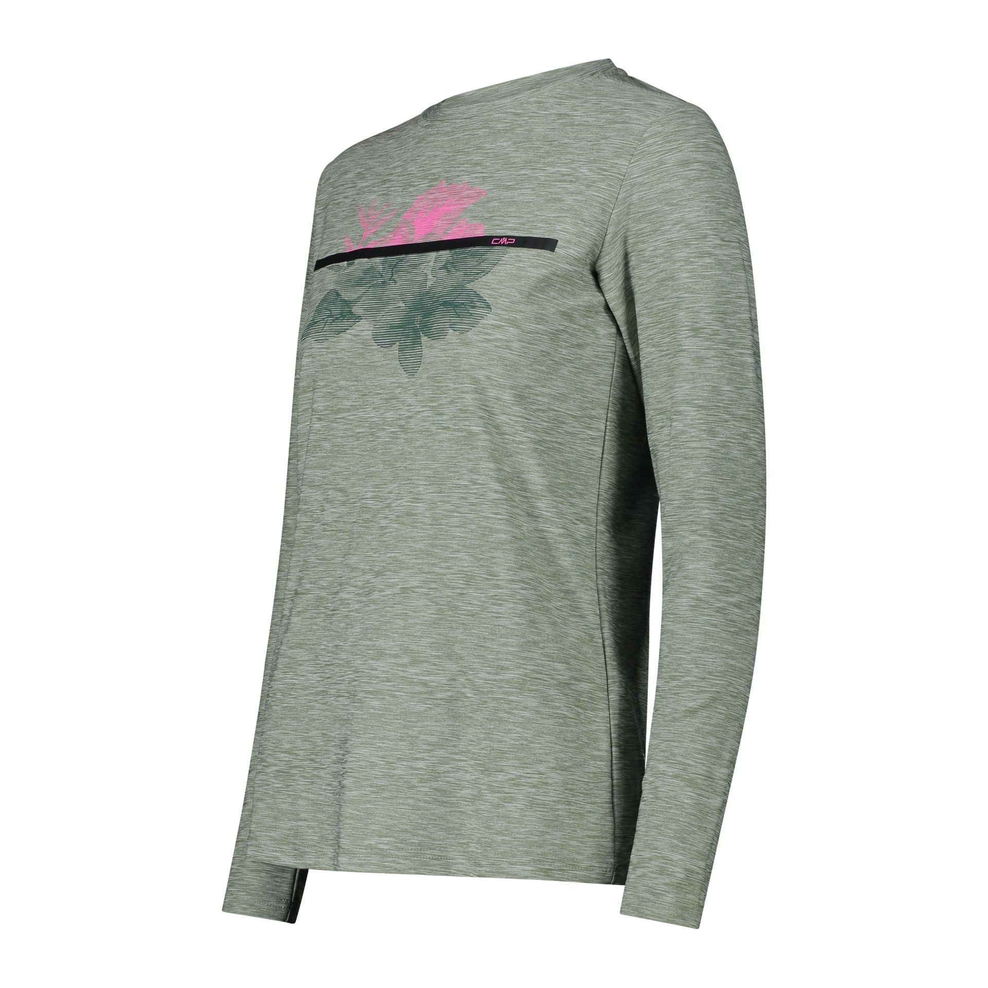 Seitenansicht elastisches Damen Longsleeve Shirt Mineral Mel.