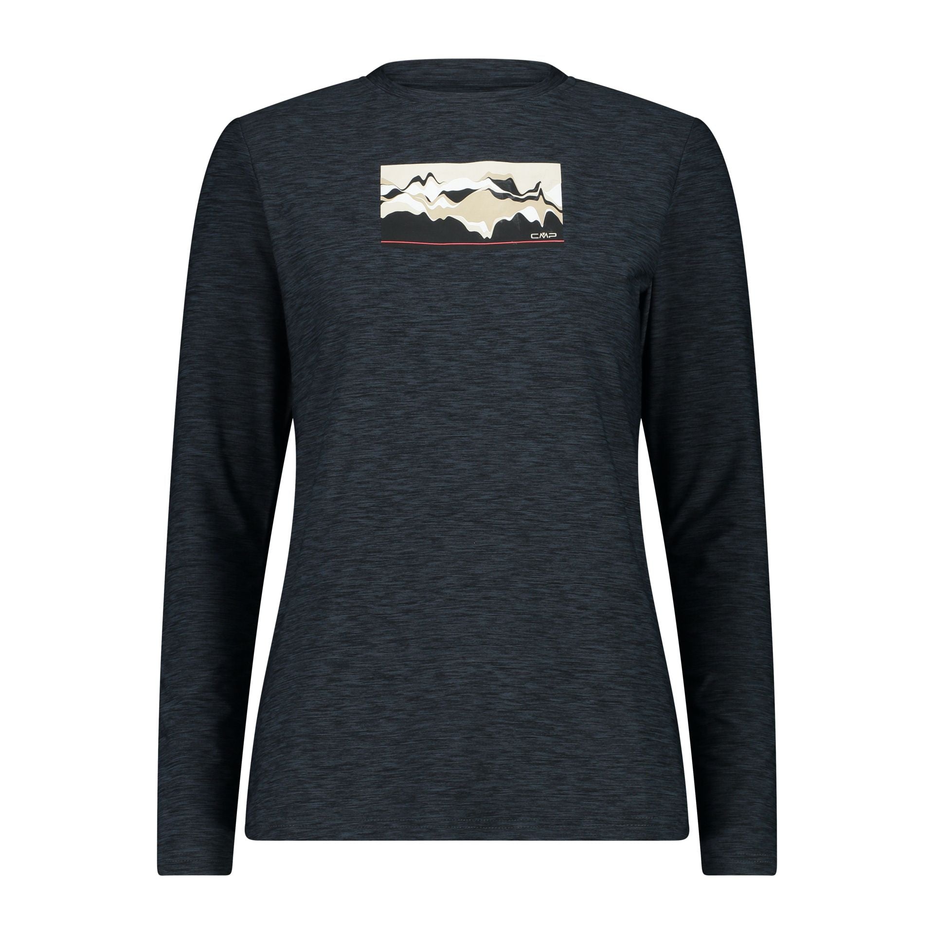 Vorderansicht Damen Longsleeve Shirt mit Print Nero Mel.-Sesamo