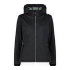 CMP Damen Softshell-Jacke Fix Hood – Vorderansicht mit Reißverschluss und fester Kapuze in antracite