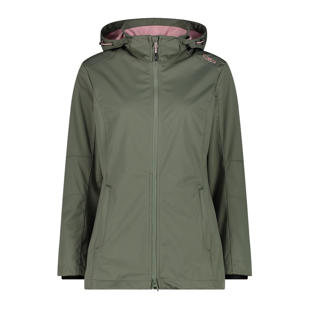 Damen Softshelljacke in salvia mit Reißverschluss und Kapuze
