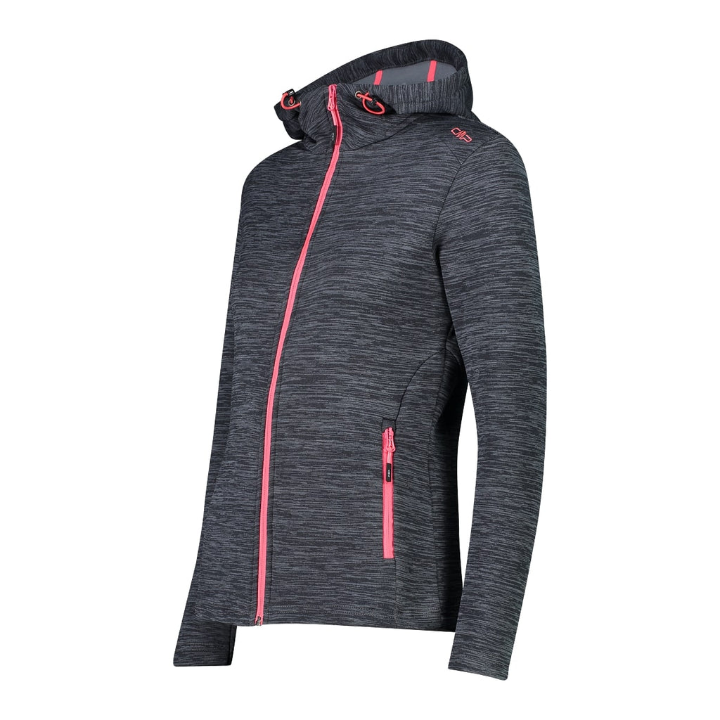 CMP Damen Stretch-Performance Kapuzenfleece 30E9676 titanio-acqua