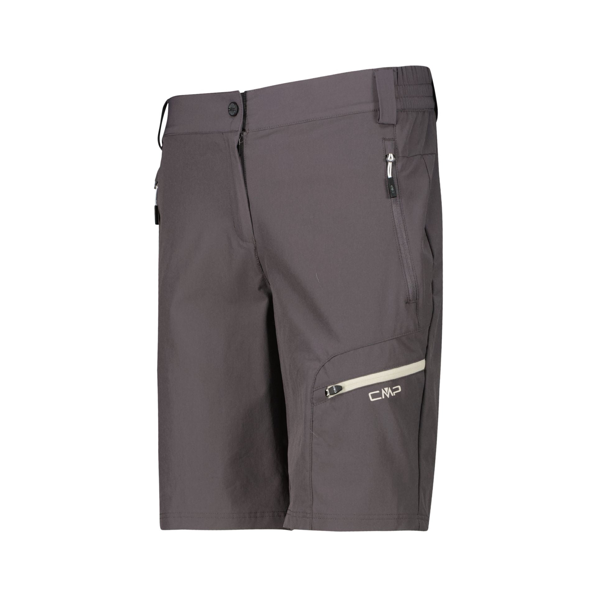 Seitenansicht elastische Damen Bermuda mit Beintasche Terra
