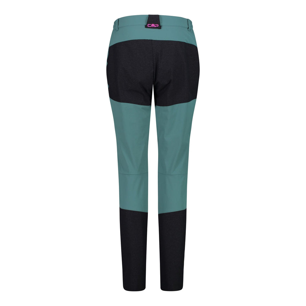 Rückansicht Damen Trekkinghose mit Ripstop-Verstärkungen Gesäß Agave
