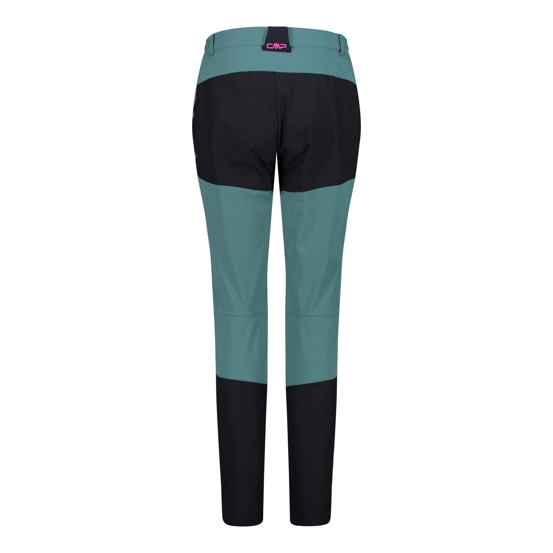 Rückansicht Damen Trekkinghose mit Ripstop-Verstärkungen Gesäß Agave
