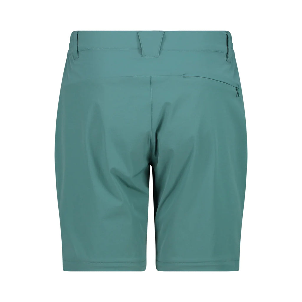 Rückansicht der wandelbaren Damenhose mit Reißverschluss-Gesäßtasche und komfortabler Passform