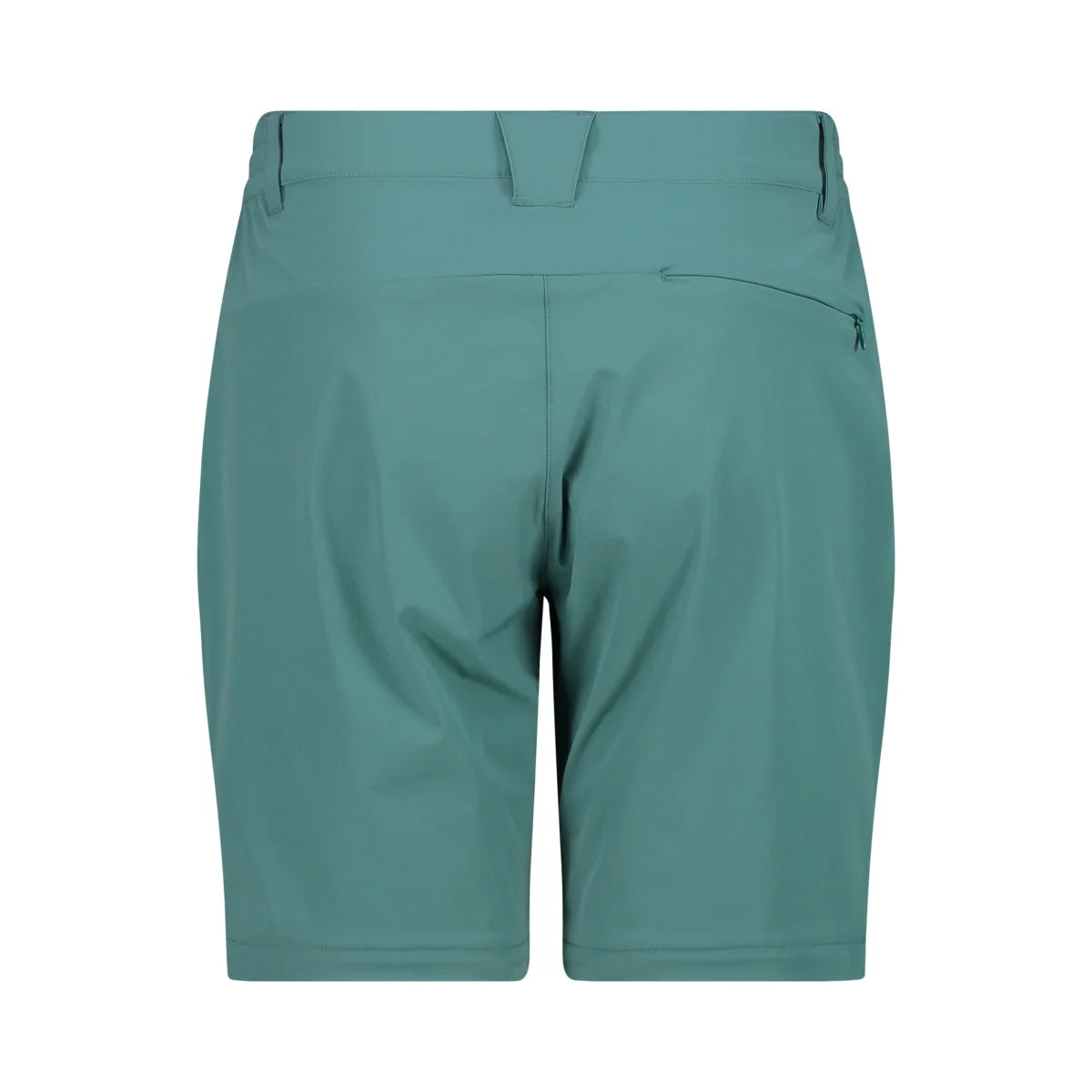 Rückansicht der wandelbaren Damenhose mit Reißverschluss-Gesäßtasche und komfortabler Passform