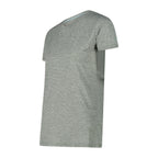 Light Melange Damen T-Shirt – Seitenansicht mit figurumspielendem Schnitt und kurzem Arm