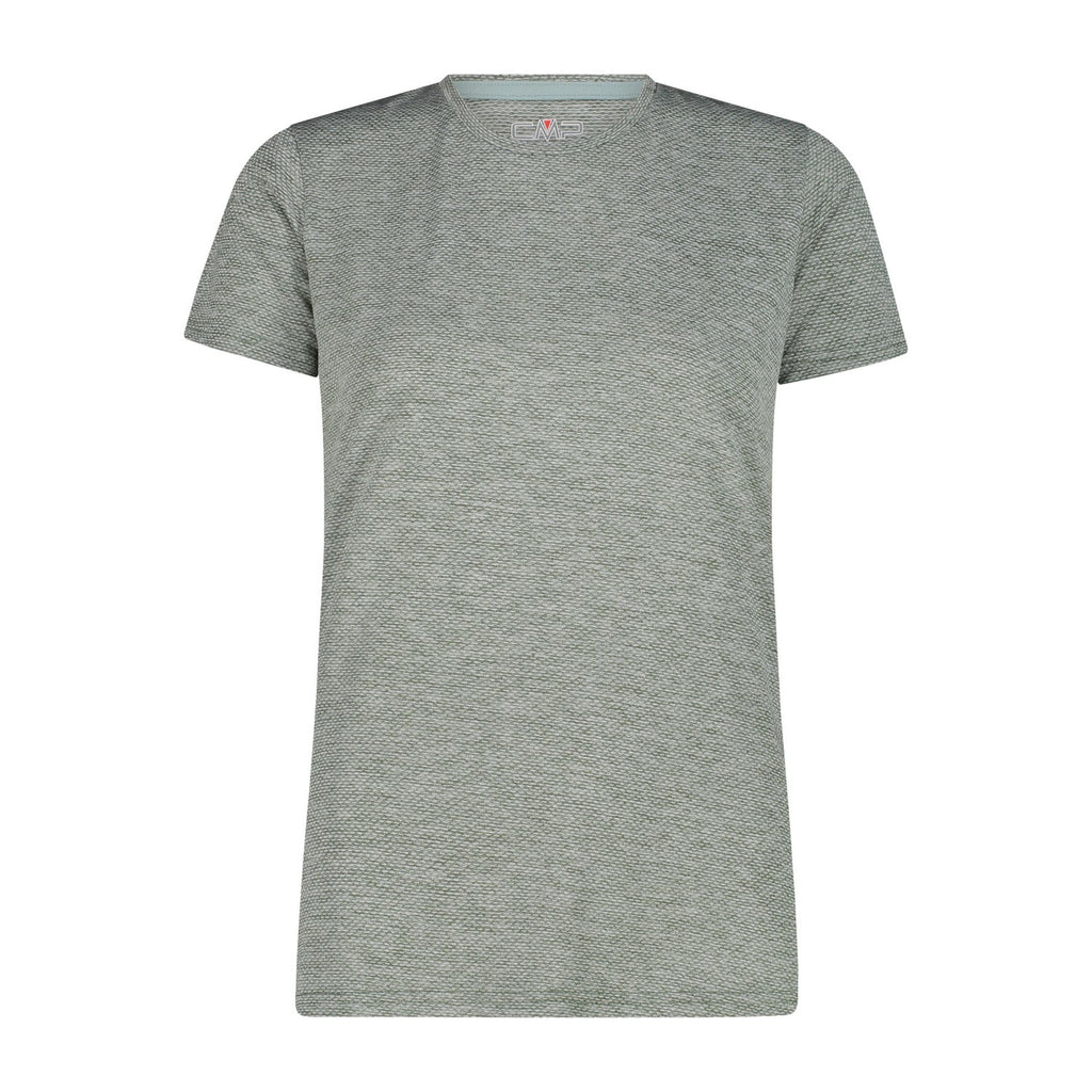 Damen Funktionsshirt salvia – Vorderansicht mit Rundhalsausschnitt & leichter Melange-Struktur