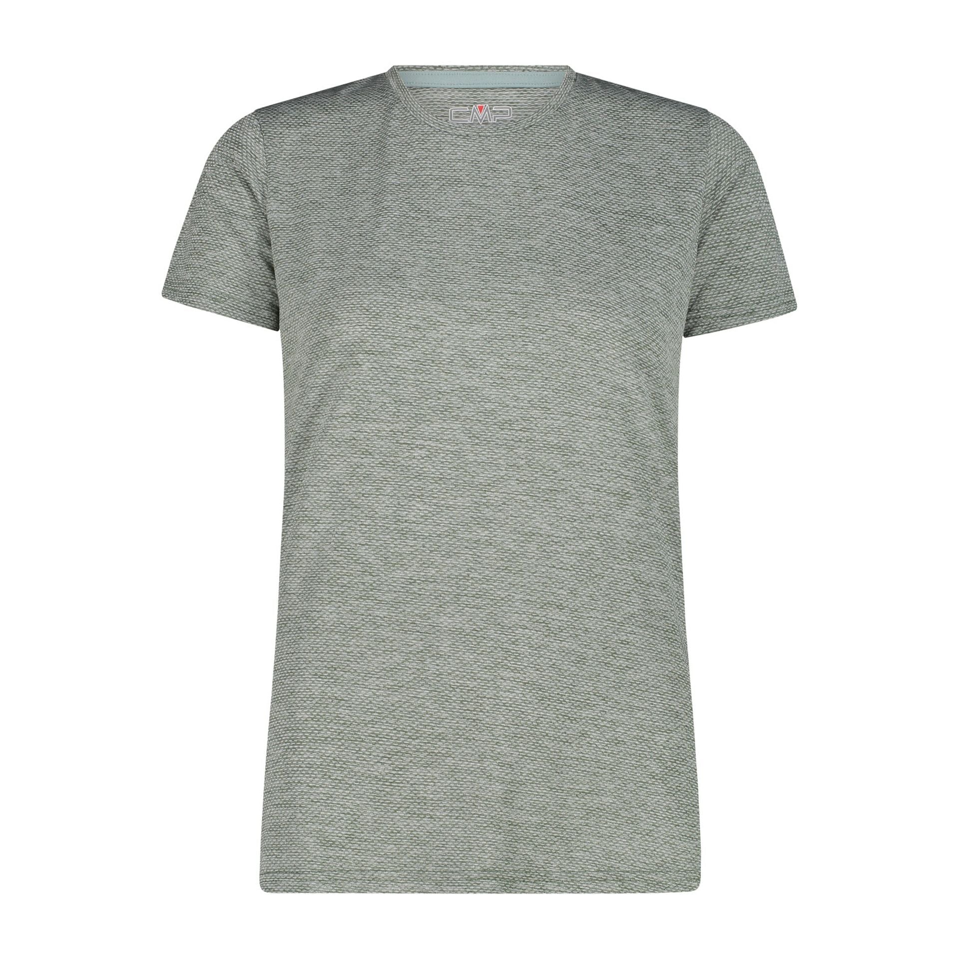 Damen Funktionsshirt salvia – Vorderansicht mit Rundhalsausschnitt & leichter Melange-Struktur