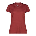 Damen T-Shirt mit Mesh-Einsatz in Granata, Frontansicht mit V-Ausschnitt