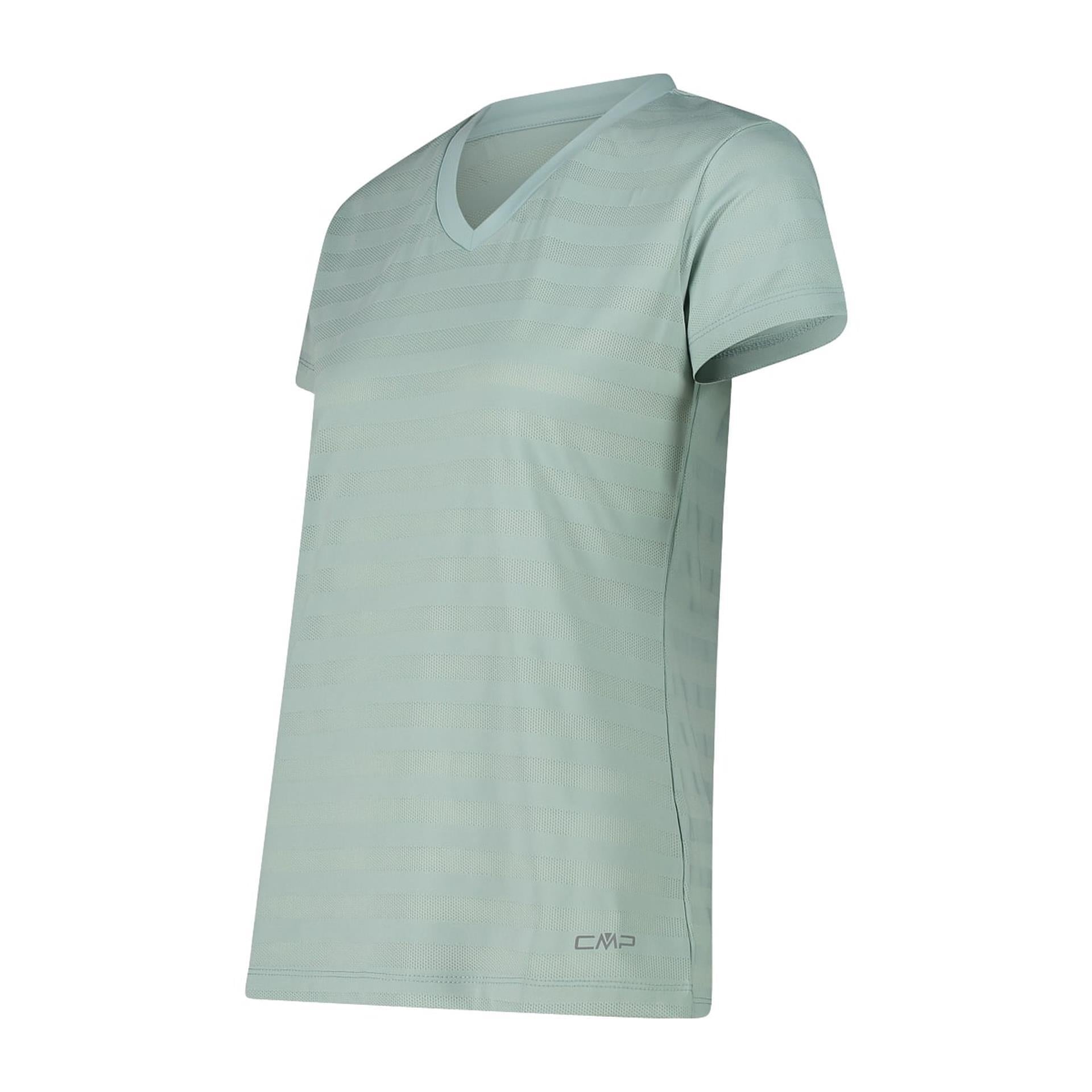Funktionales jadefarbenes Damen T-Shirt mit Stretch von der Seite