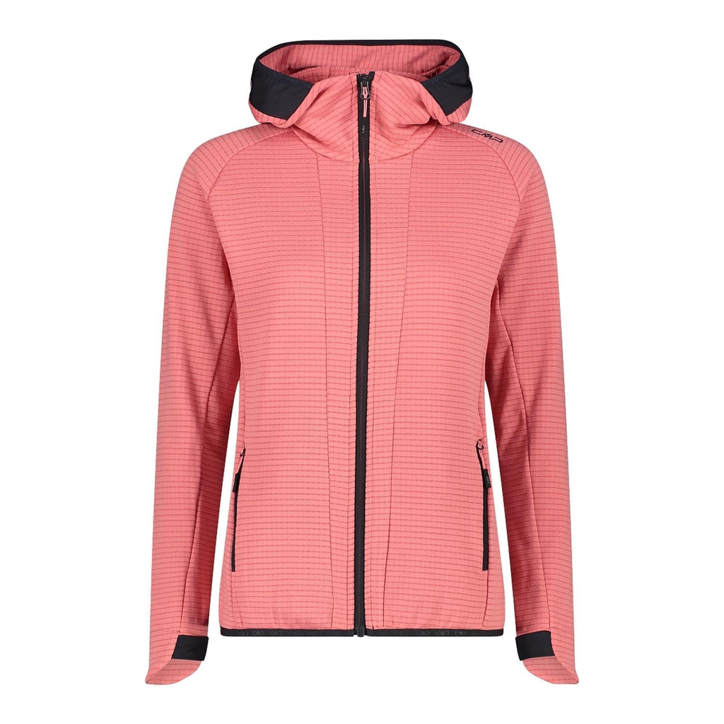 Damen GridTech Fleecejacke mit Kapuze in Orchidea, Frontansicht mit Reißverschluss