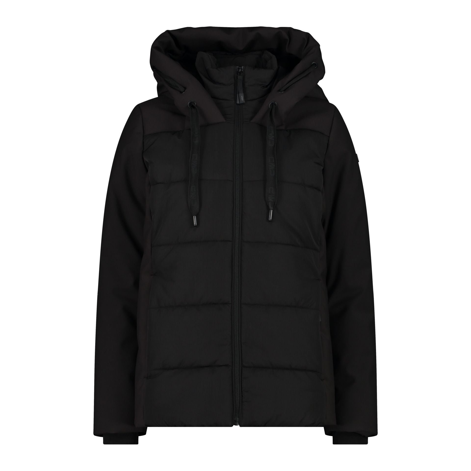 Vorderansicht Damen Winterjacke Fix Hood Nero mit Kapuze
