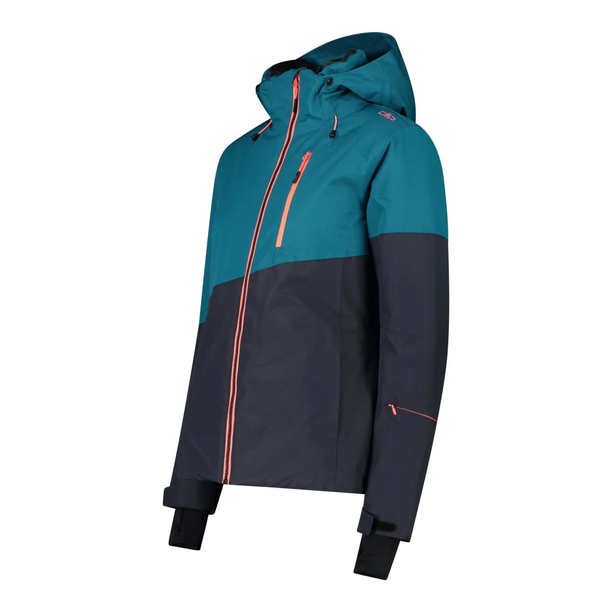 CMP Skijacke Damen mit FeelWarm-Flat® – Seitenansicht mit Klettverschluss und Innengamasche