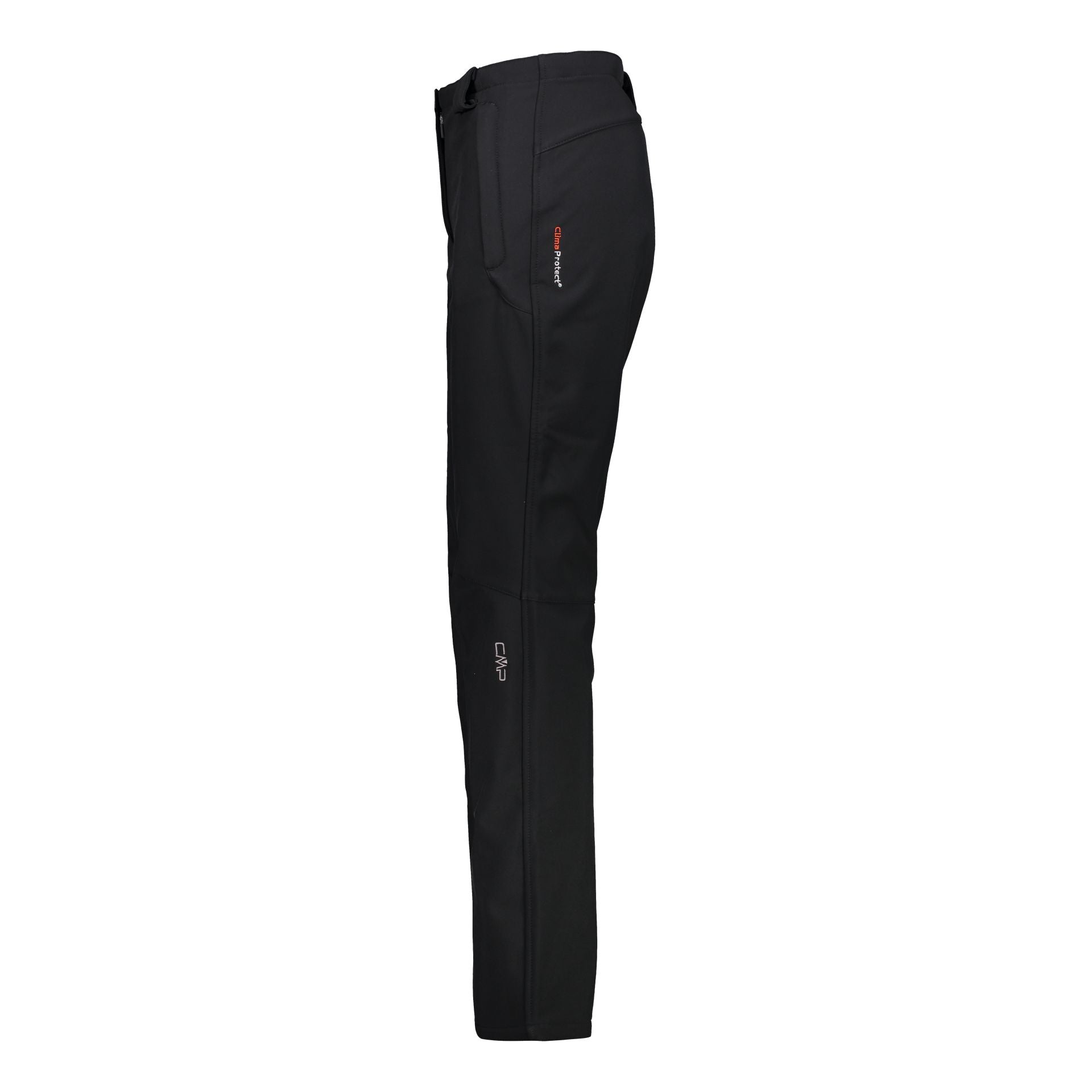 Seitenansicht wetterfeste Damen Softshell Hose mit vorgeformten Knien