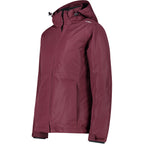 Damen Outdoorjacke burgundy – Seitenansicht mit kombinierter Innenjacke