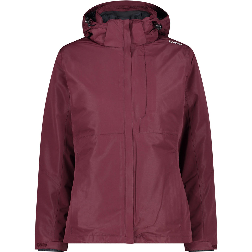 CMP Damen 3-in-1 Softshelljacke burgundy – Vorderansicht mit Kapuze