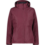 CMP Damen 3-in-1 Softshelljacke burgundy – Vorderansicht mit Kapuze