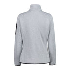Seitenansicht der melierten KnitTech Damenjacke mit Reißverschlusstaschen