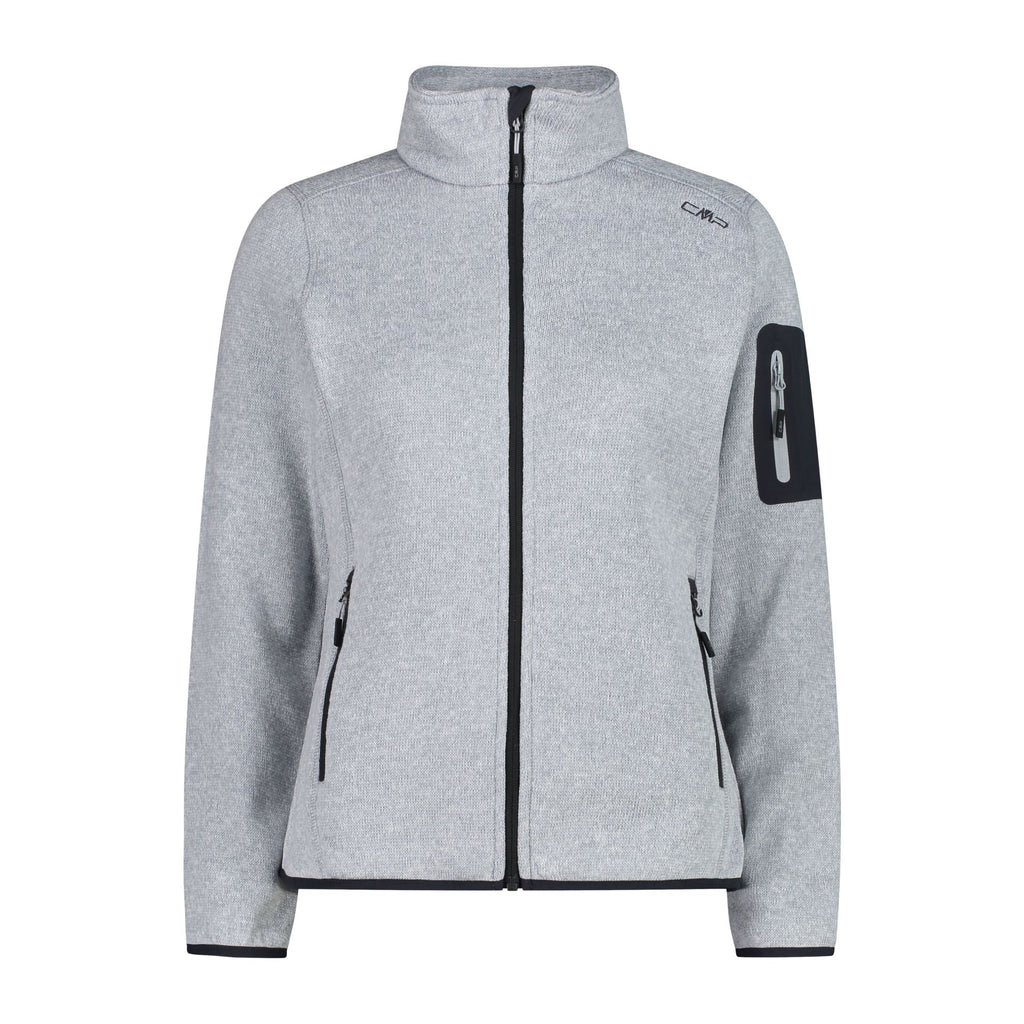 Damen Fleecejacke allumino-antracite in gestrickter Melange-Optik