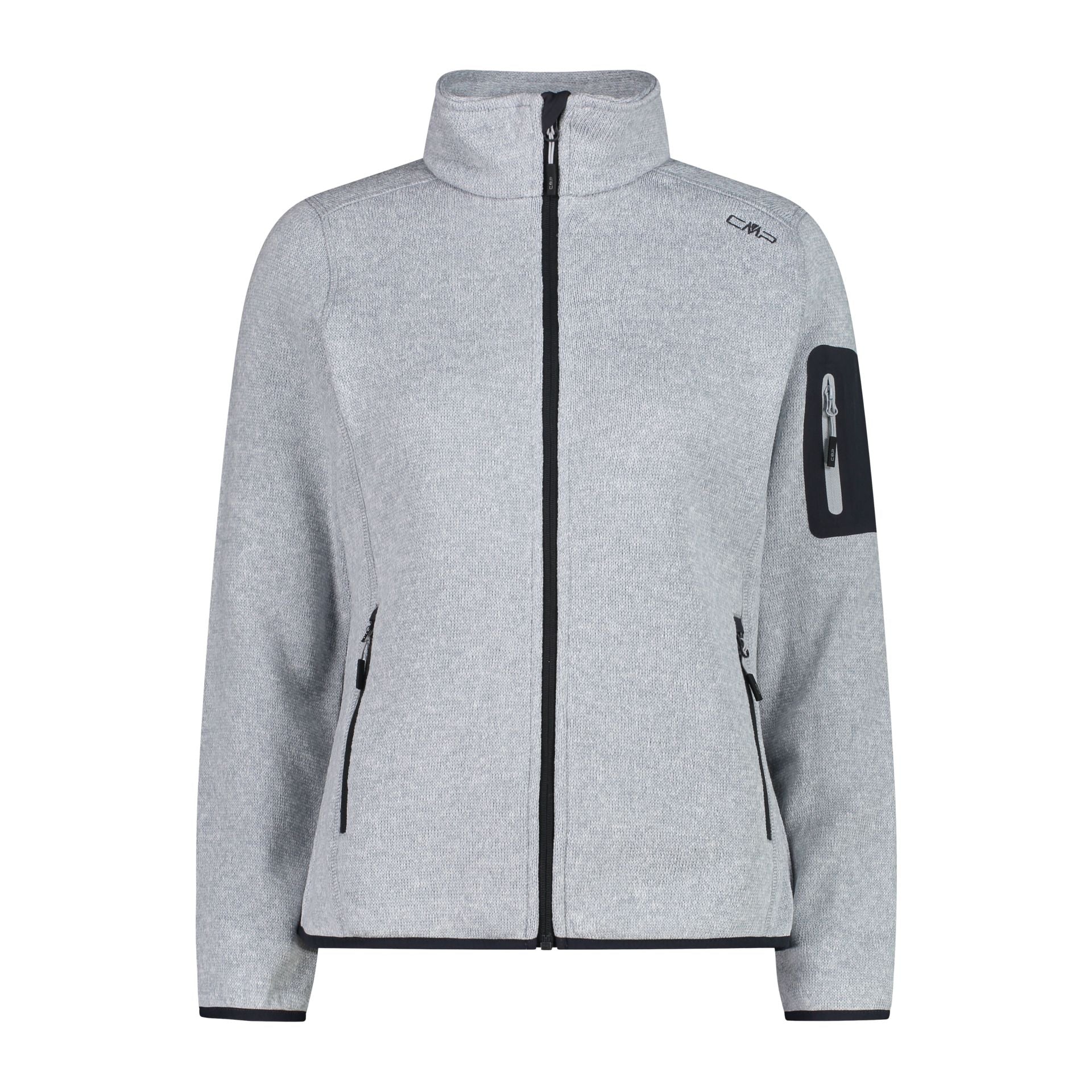 Damen Fleecejacke allumino-antracite in gestrickter Melange-Optik