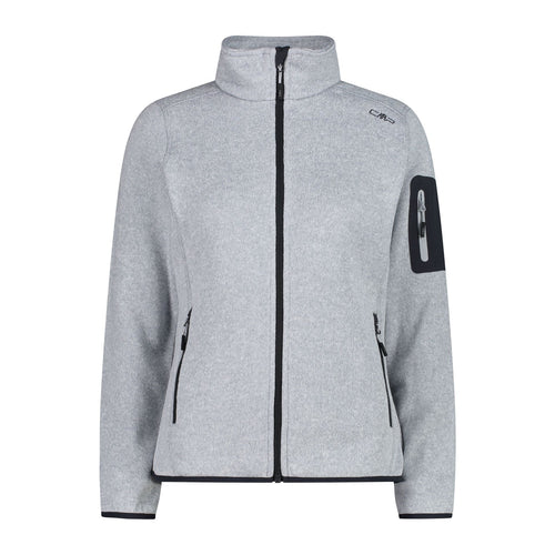Damen Fleecejacke allumino-antracite in gestrickter Melange-Optik