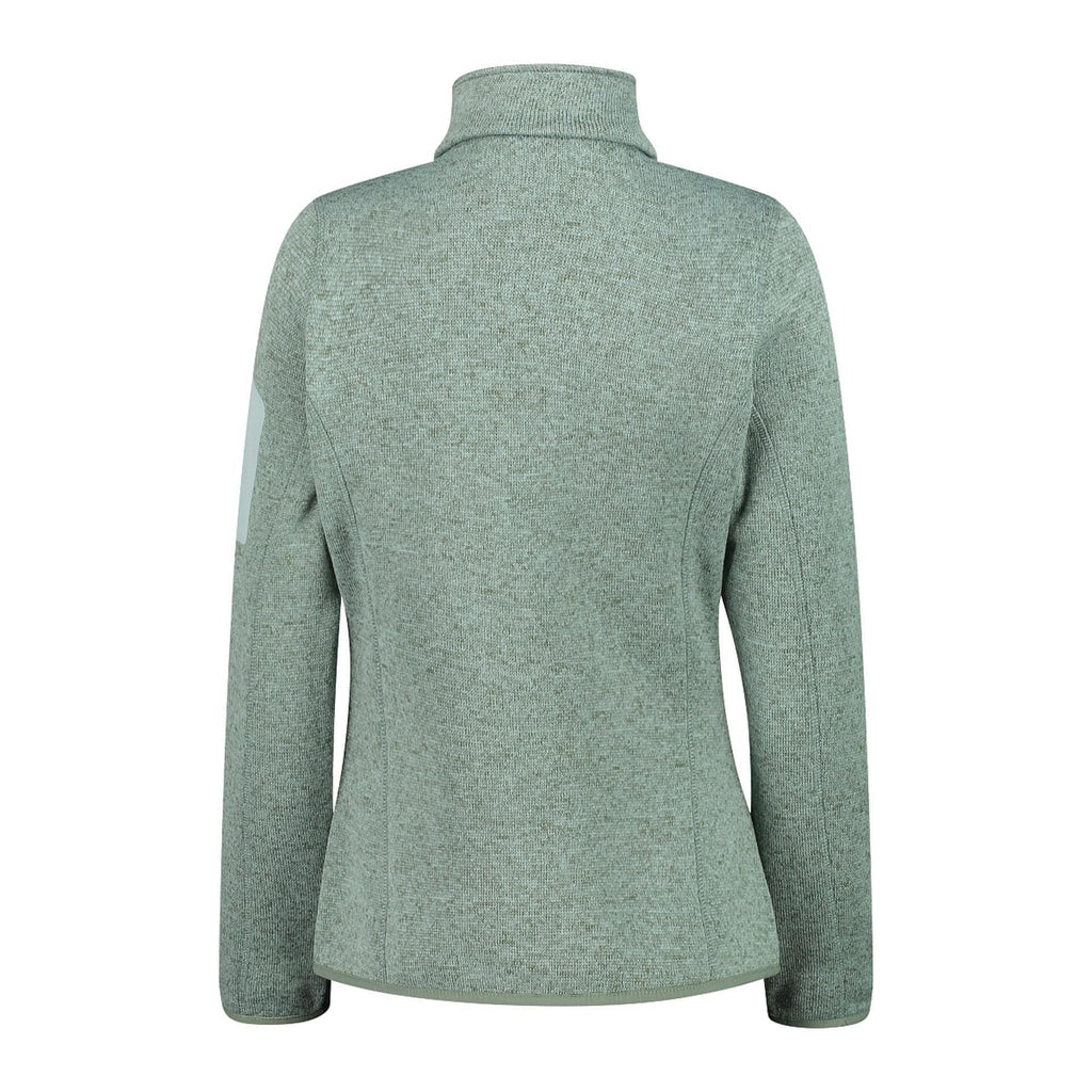 Rückseite der gestrickten CMP Damen-Fleecejacke jade-salvia