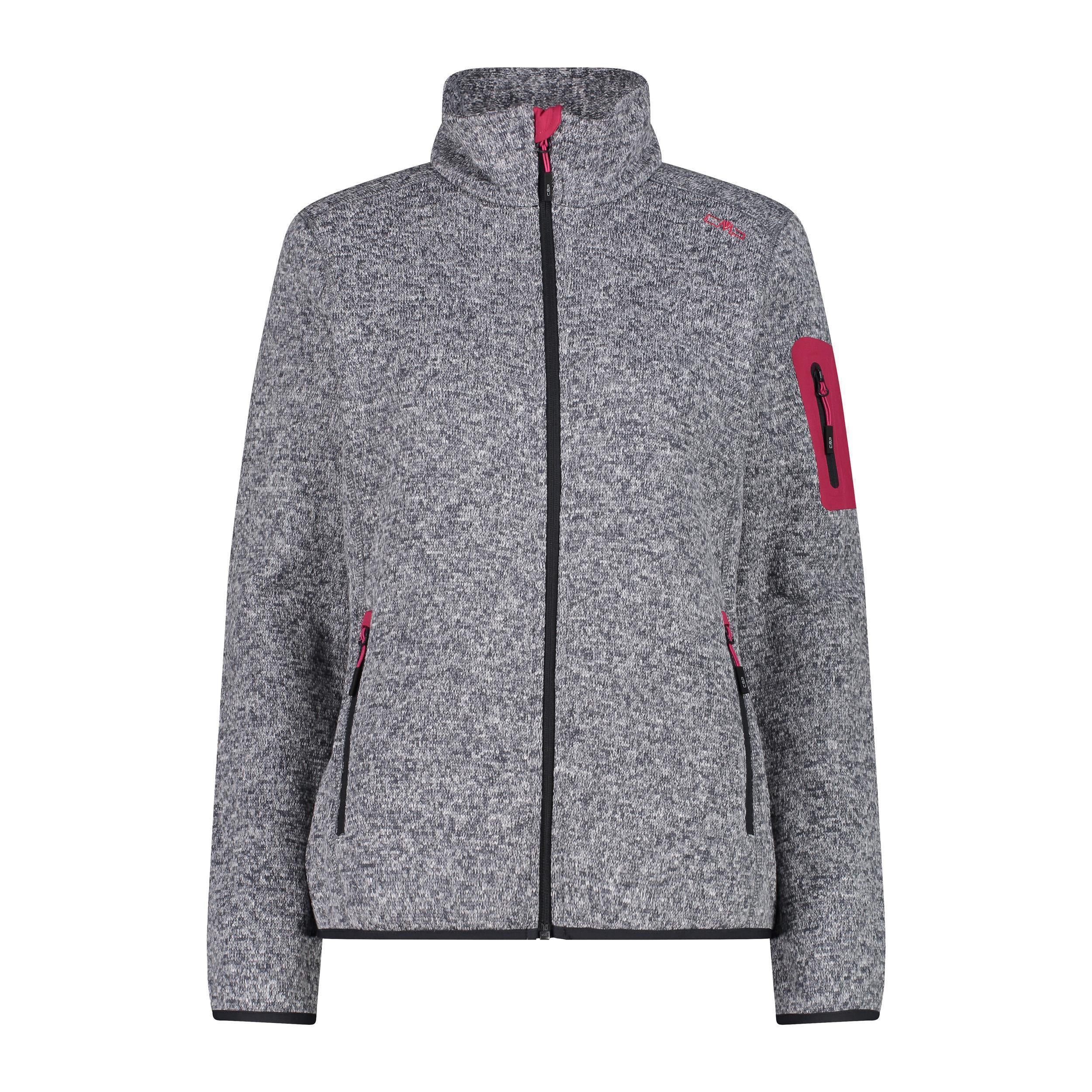CMP Damen knitted melange Fleecejacke 3H14746 titanio-bianco-fucsia