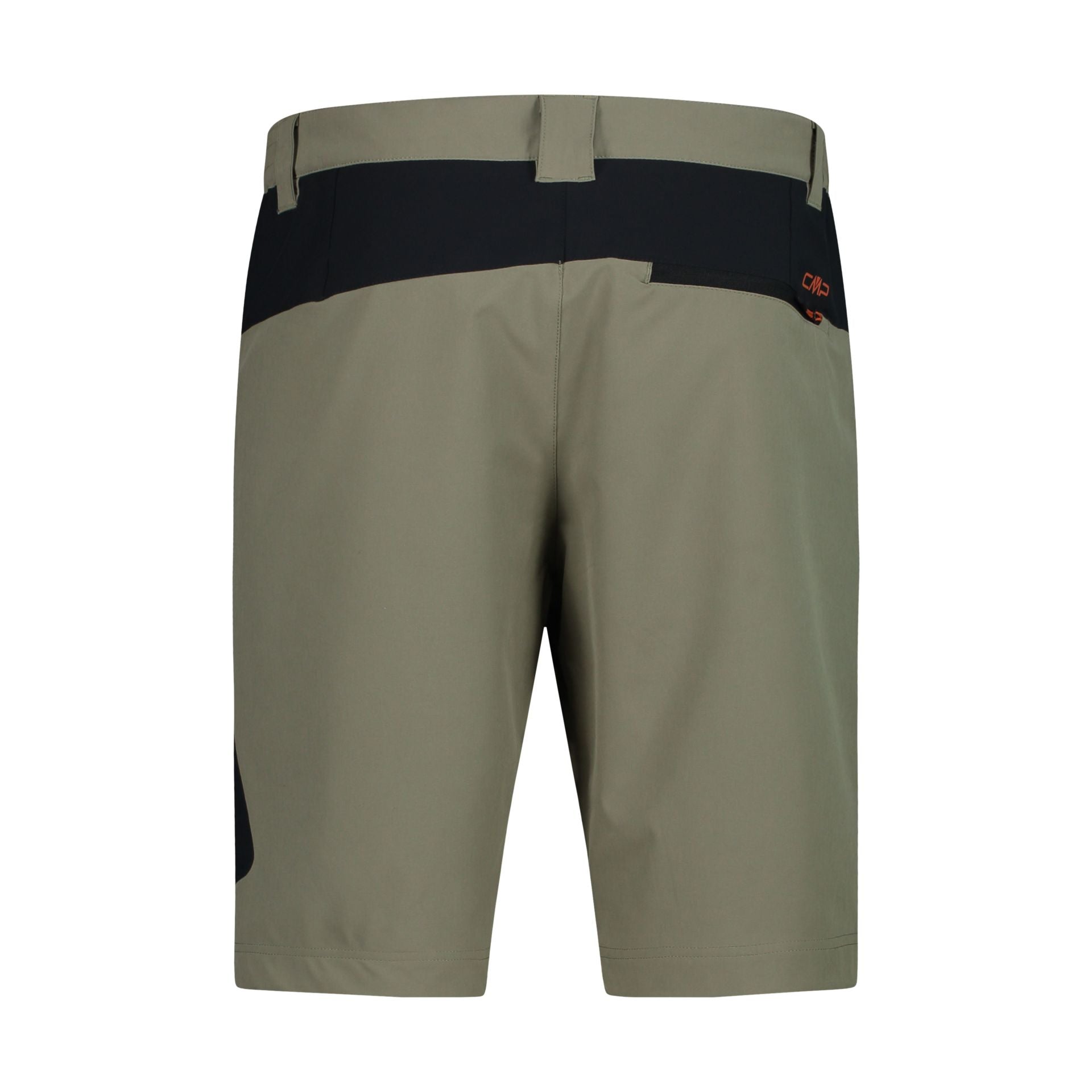 Rückansicht Herren Bermuda Stretch Outdoor mit Gesäßtasche Sage
