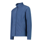 Seitenprofil der blauen Fleecejacke für Herren mit Seitentaschen