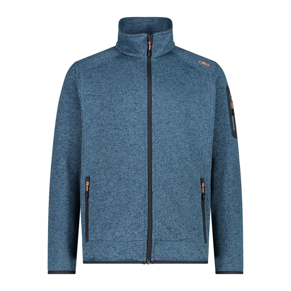 Vorderansicht der CMP Knit-Tech Herren Fleecejacke in hydro-bluesteel
