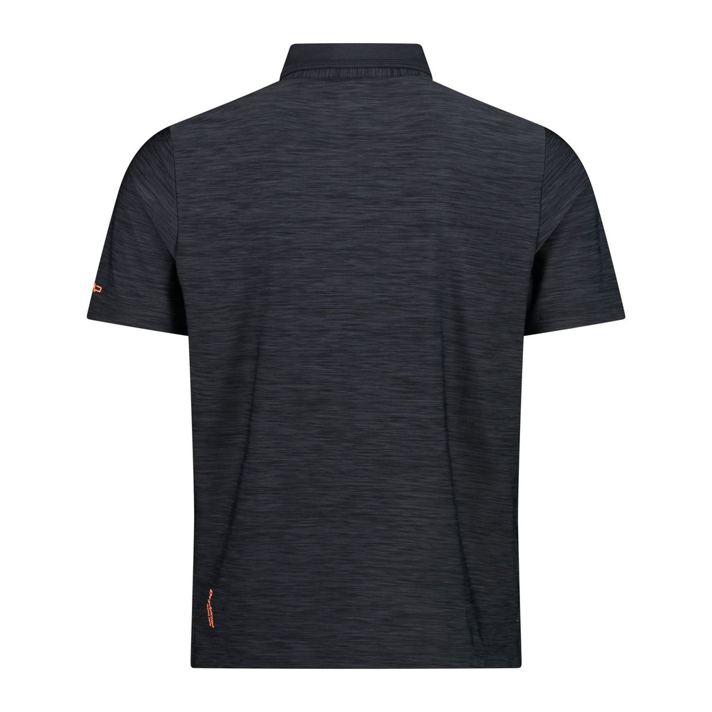 Rückansicht Herren Poloshirt Melange-Stretch mit Kragen