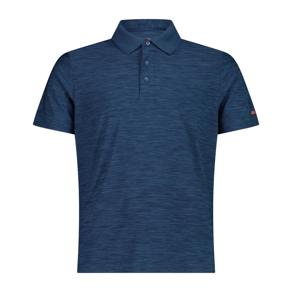 CMP Herren Poloshirt ocean melange – Vorderansicht mit Kragen, Knopfleiste & sportlichem Schnitt