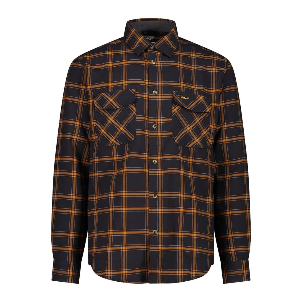 Vorderansicht des karierten Herren Flanellhemds in antracite-zucca