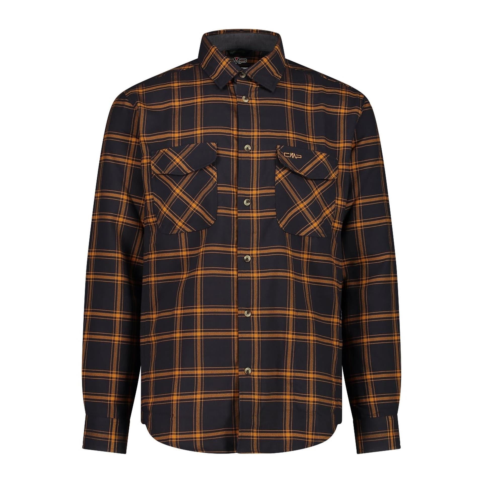 Vorderansicht des karierten Herren Flanellhemds in antracite-zucca