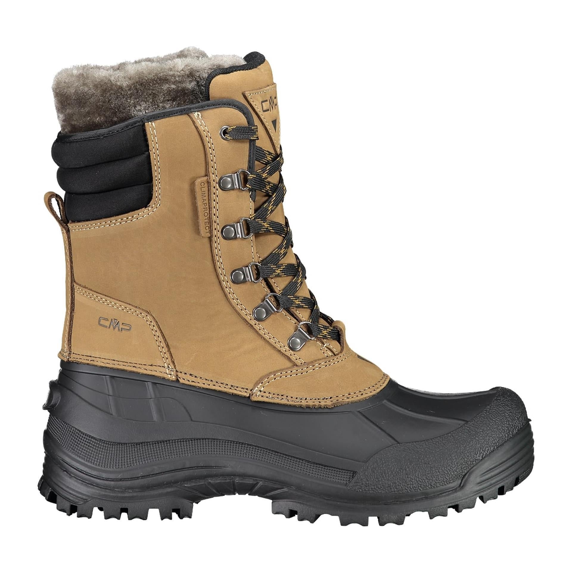 CMP Herren-Winterstiefel mit hohem Schaft, beaverfarbenes Leder, TPR-Sohle und warmer Wollfütterung, Seitenansicht links
