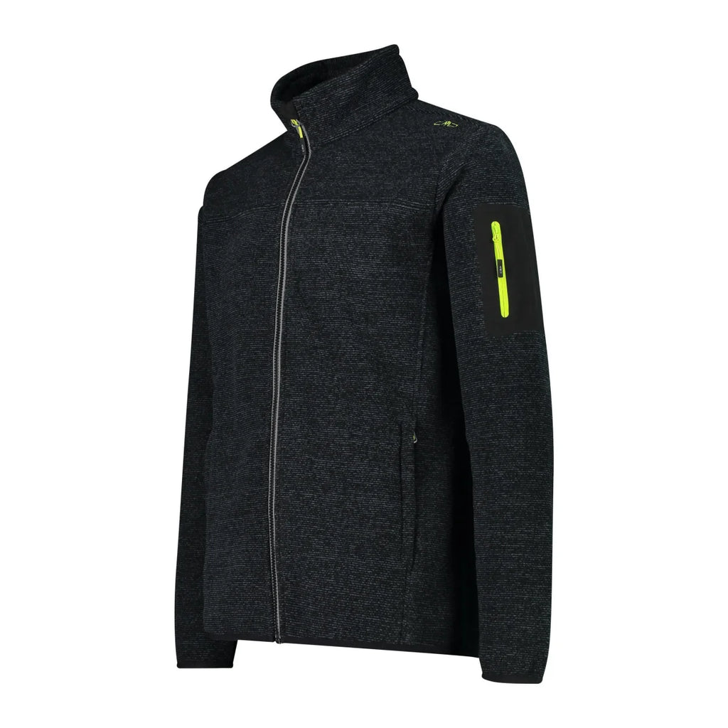 CMP Jacquard KnitTech® Jacke – Seitenansicht mit Rautenstruktur & elastischen Bündchen