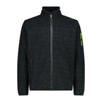CMP Fleecejacke Herren – Vorderansicht in nero-acido mit Reißverschluss & Seitentaschen
