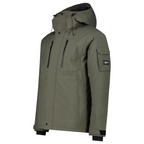 CMP Herren Skijacke Fix Hood – Vorderansicht mit Reißverschluss, Brusttaschen und Skipasstasche in olive