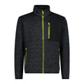 CMP Herren Jacquard Knit-Tech Jacke black melange – Vorderansicht mit Reißverschluss