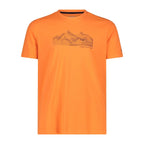 CMP Herren T-Shirt Adventure Print – Vorderansicht mit Rundhals und sportlichem Outdoor-Aufdruck in flame-antracite