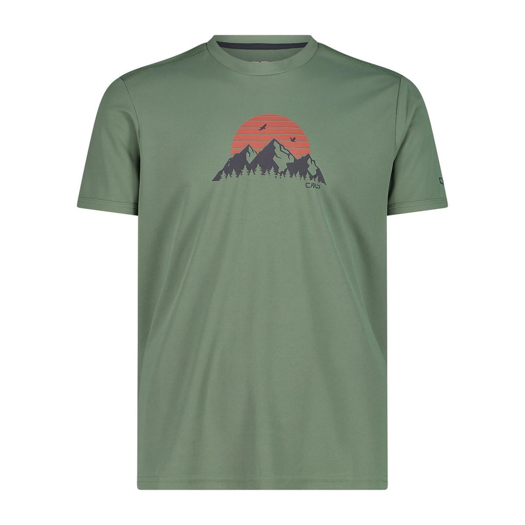 Herren Funktionsshirt mit Adventure-Print in salvia – Vorderansicht