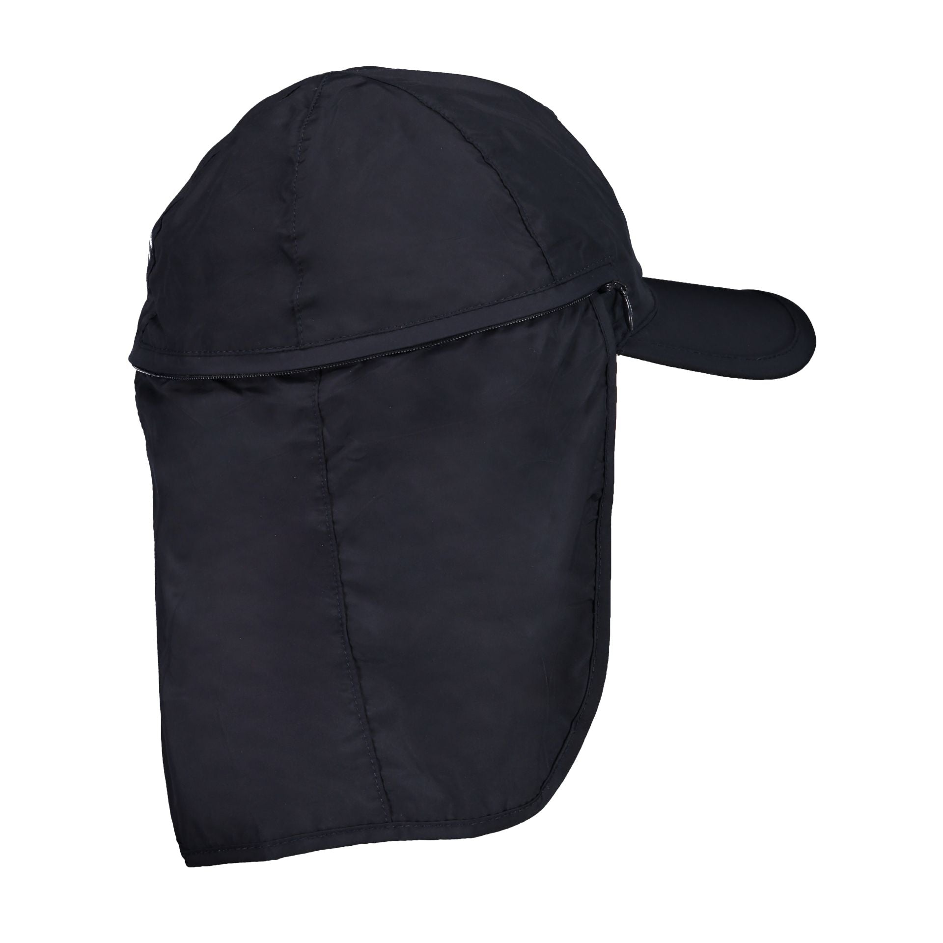 Rückansicht Safari Mütze Schwarz-Blau mit Nackenschutz