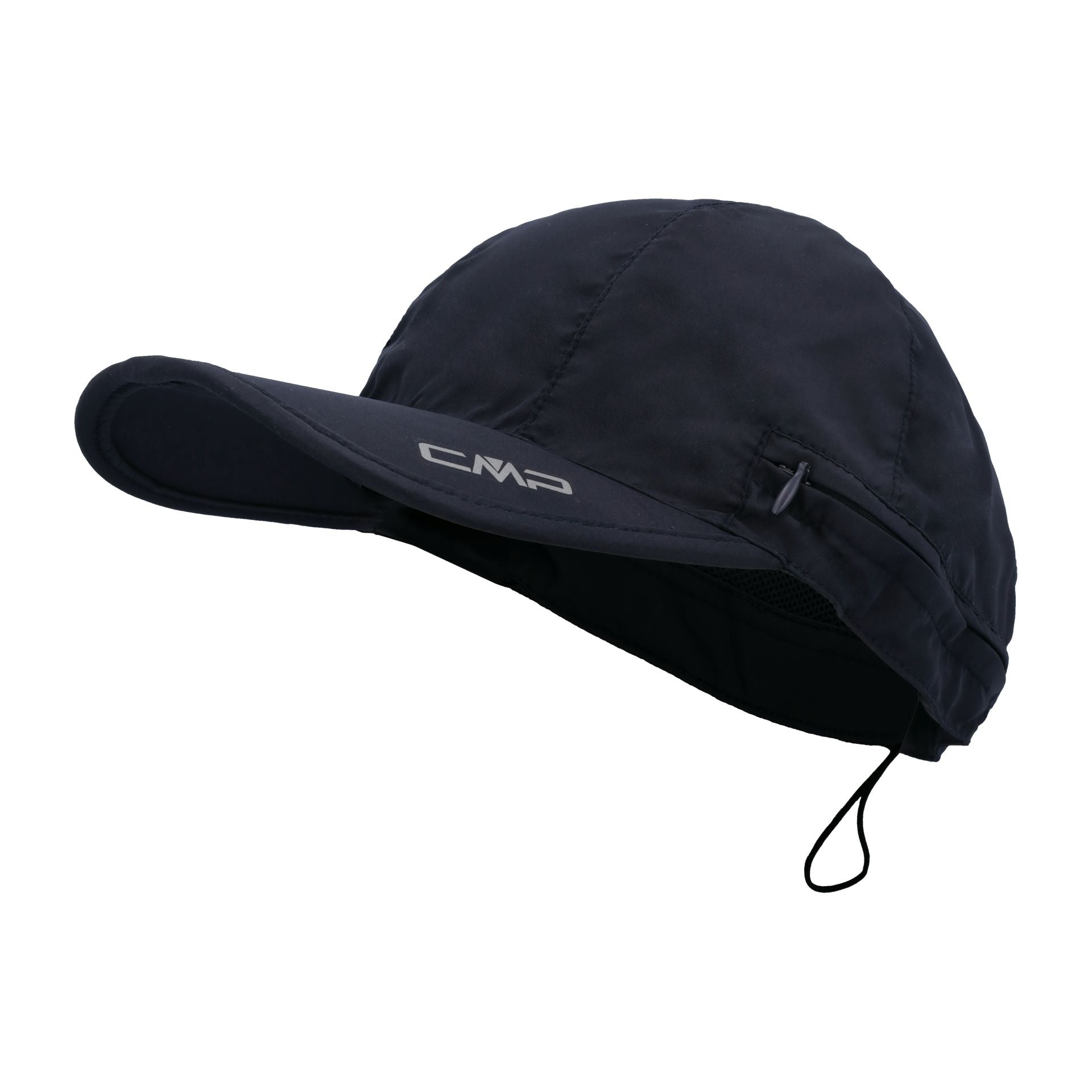 Vorderansicht Herren Safari Mütze in Schwarz-Blau mit Schirm