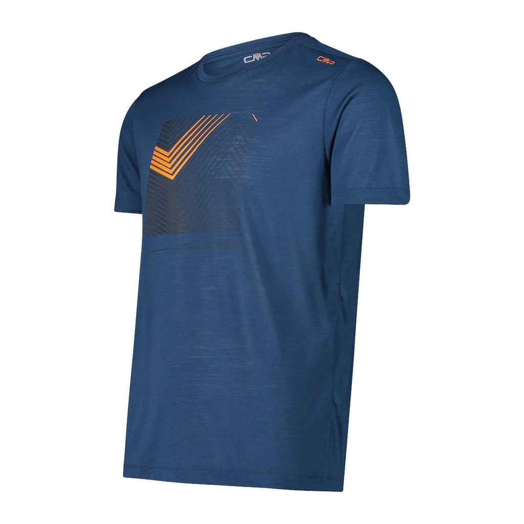 Seitliche Ansicht Herren Merino-Funktionsshirt in bluesteel