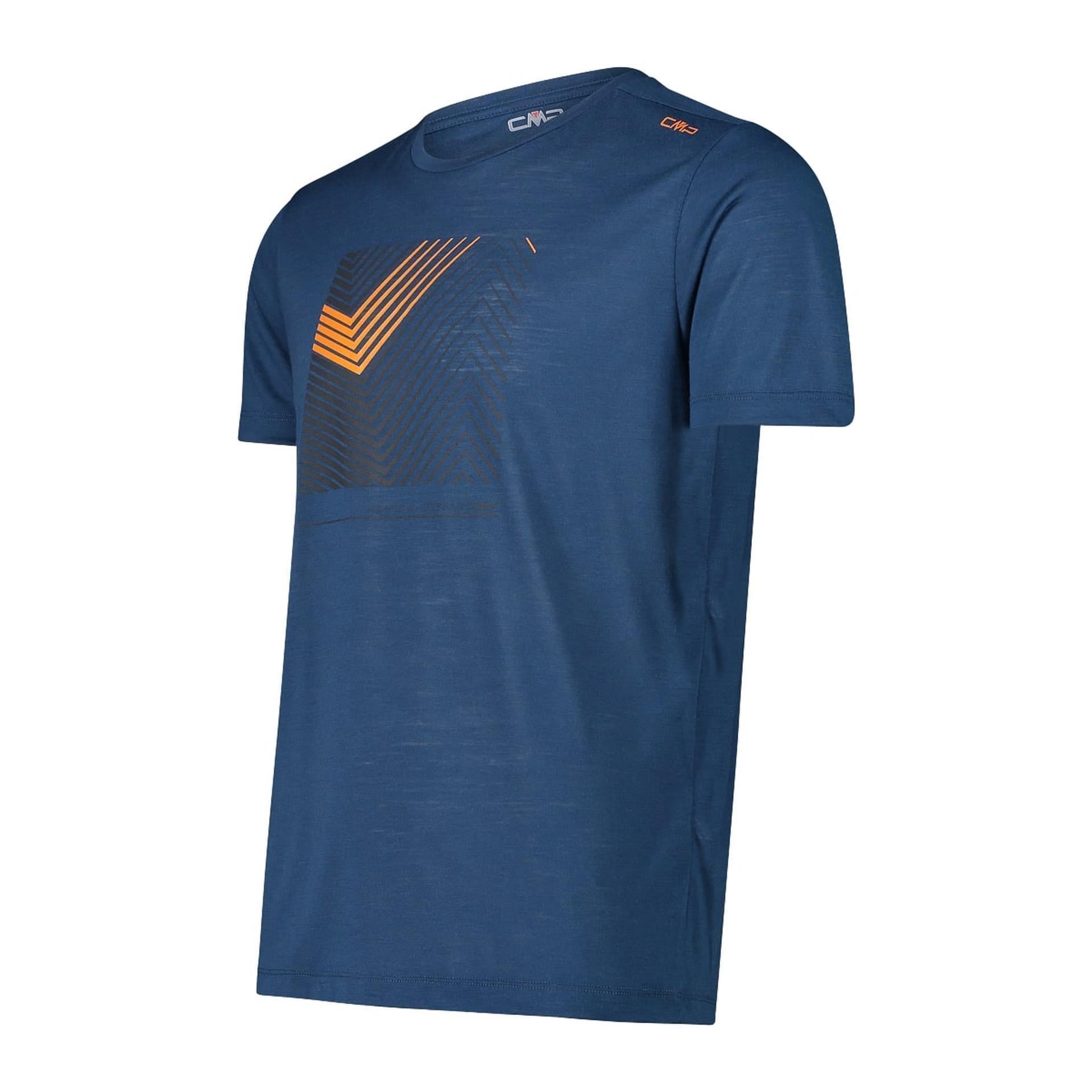 Seitliche Ansicht Herren Merino-Funktionsshirt in bluesteel